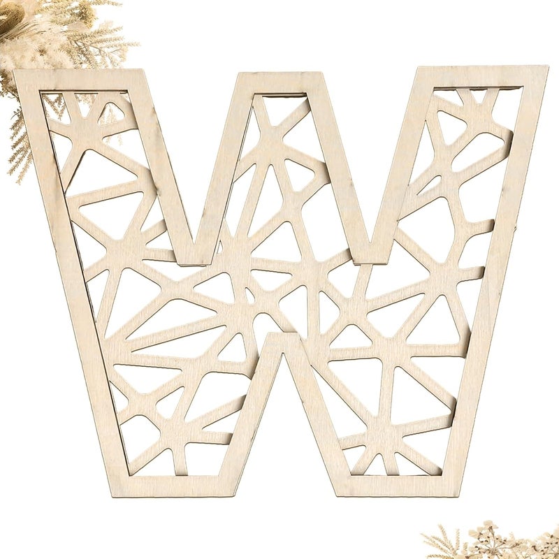 AOCEAN 8 Inch Wooden Rattan Letters Rustic Boho Letters Decor for Wall Customizable Personalized Initials Perfect for Nursery Baby Shower & Home Decoration (W) - Image 1